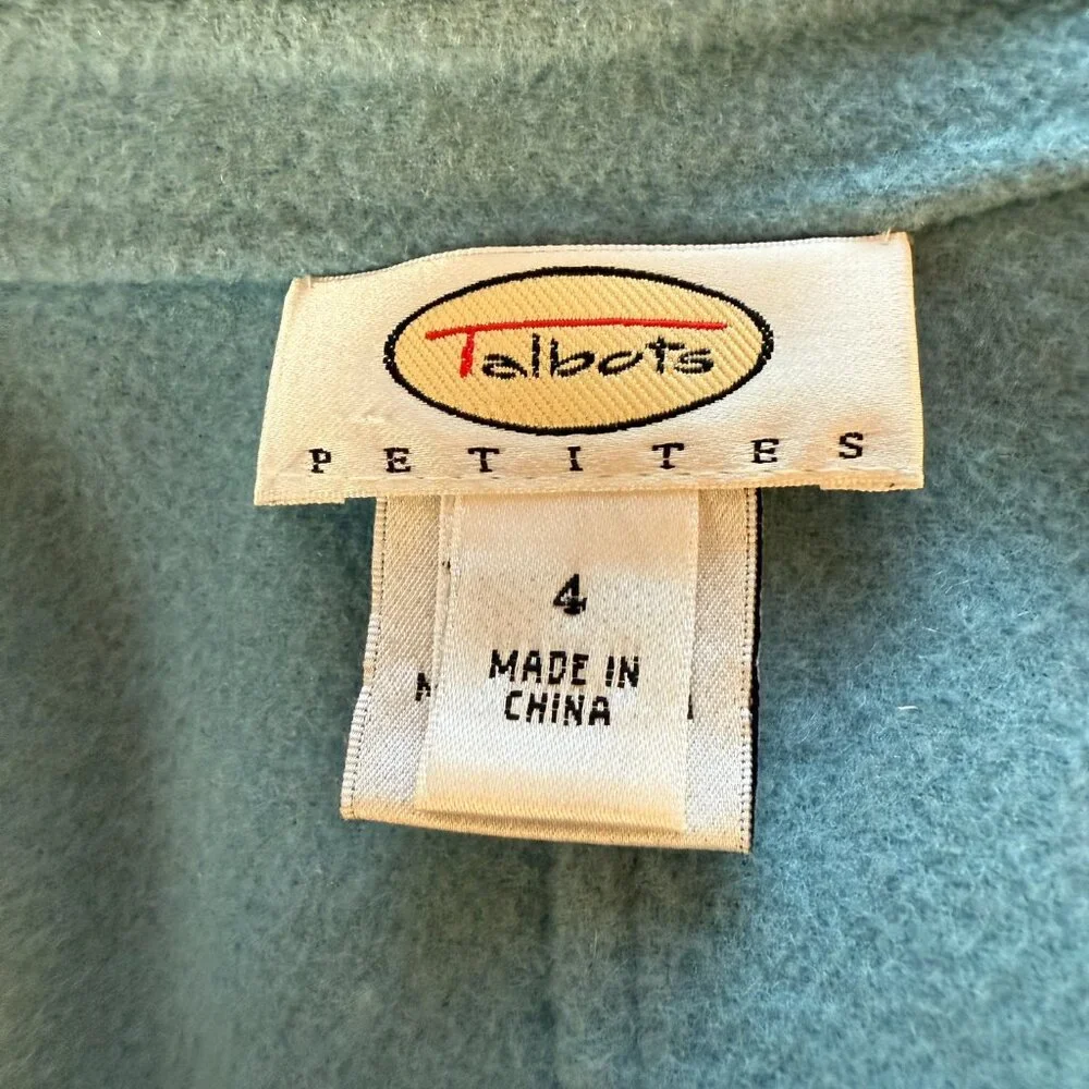 Talbots Petites wool collared long sleeve open cardigan sweater jacket P4